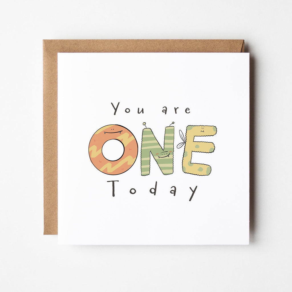 One Today 1st Birthday Monster Card