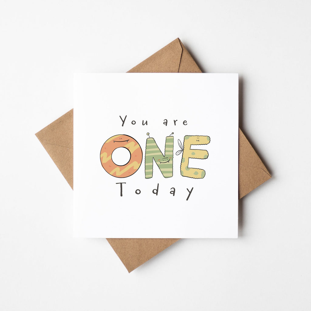 One Today 1st Birthday Monster Card