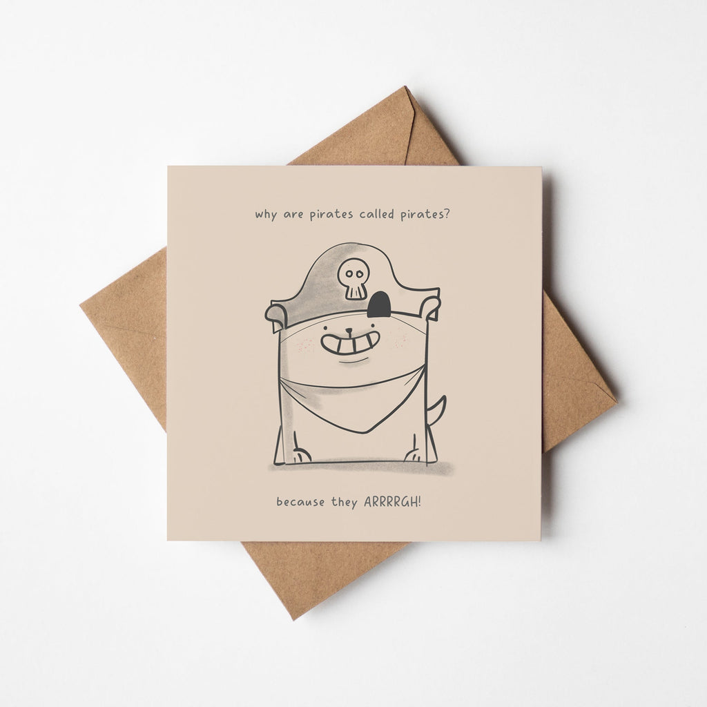 Pirate Dog Joke Card with Kawaii Illustration