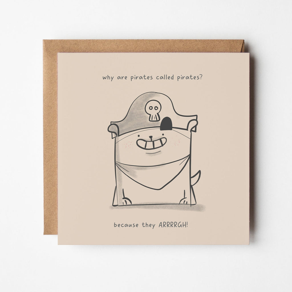 Pirate Dog Joke Card with Kawaii Illustration