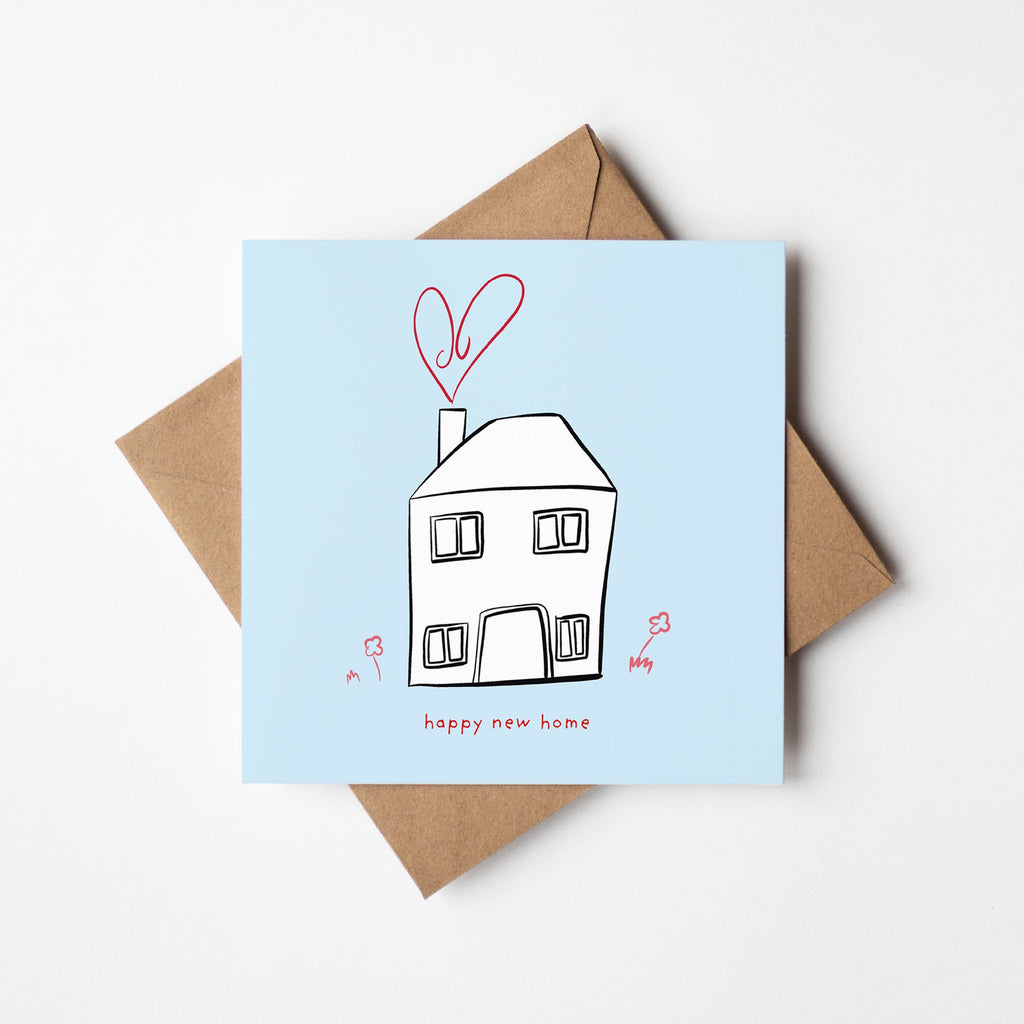 Happy New Home Greeting Card with Kawaii Design