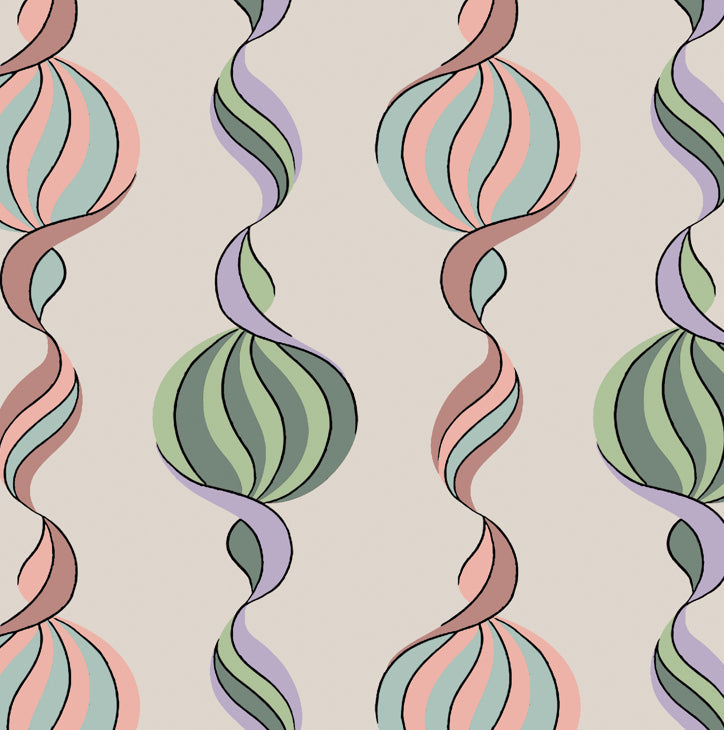 Carousel Twist Wallpaper in Pastel Candy