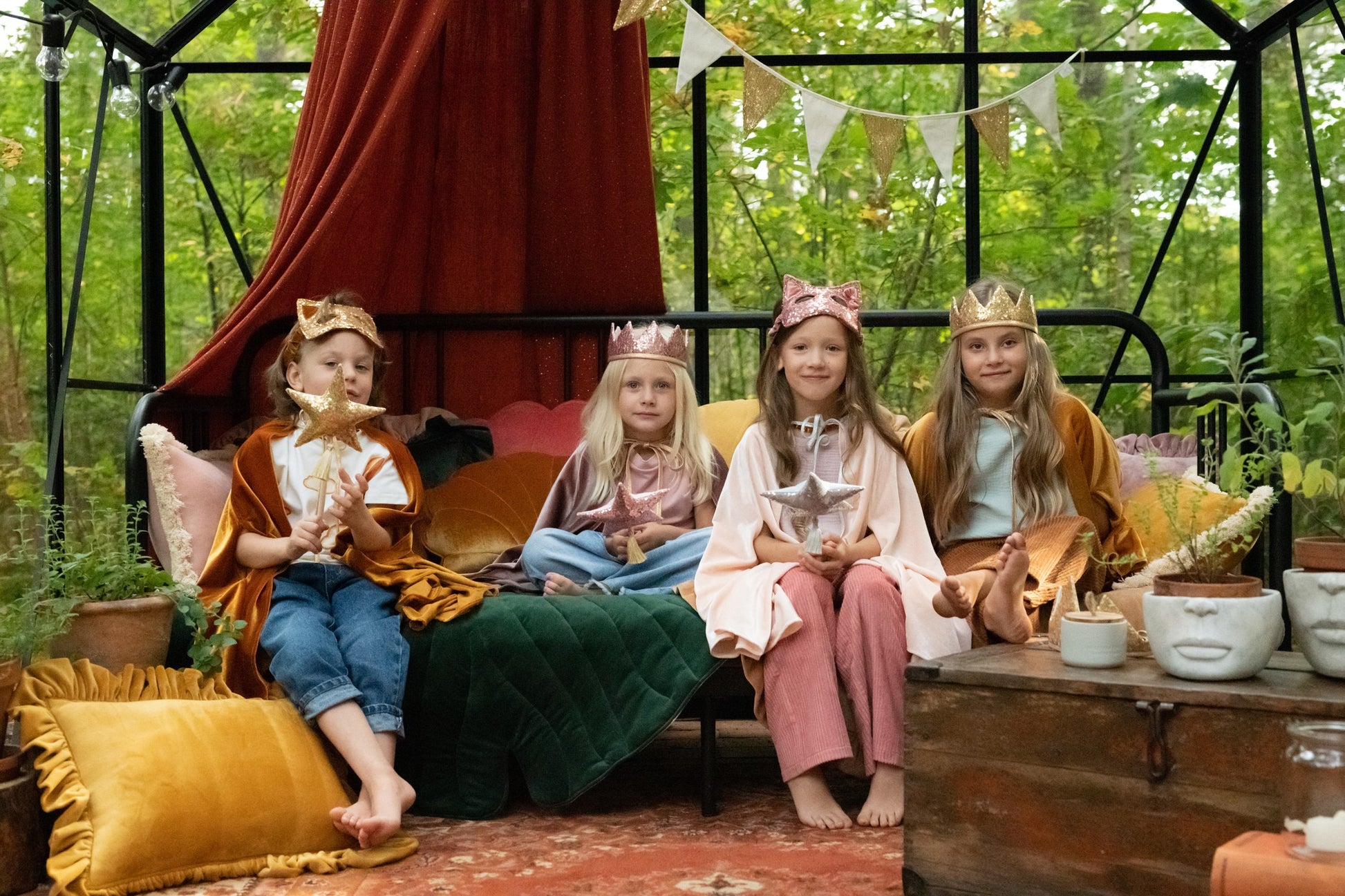 elegant gold cat mask with sparkling sequins on a soft velvet base for kids