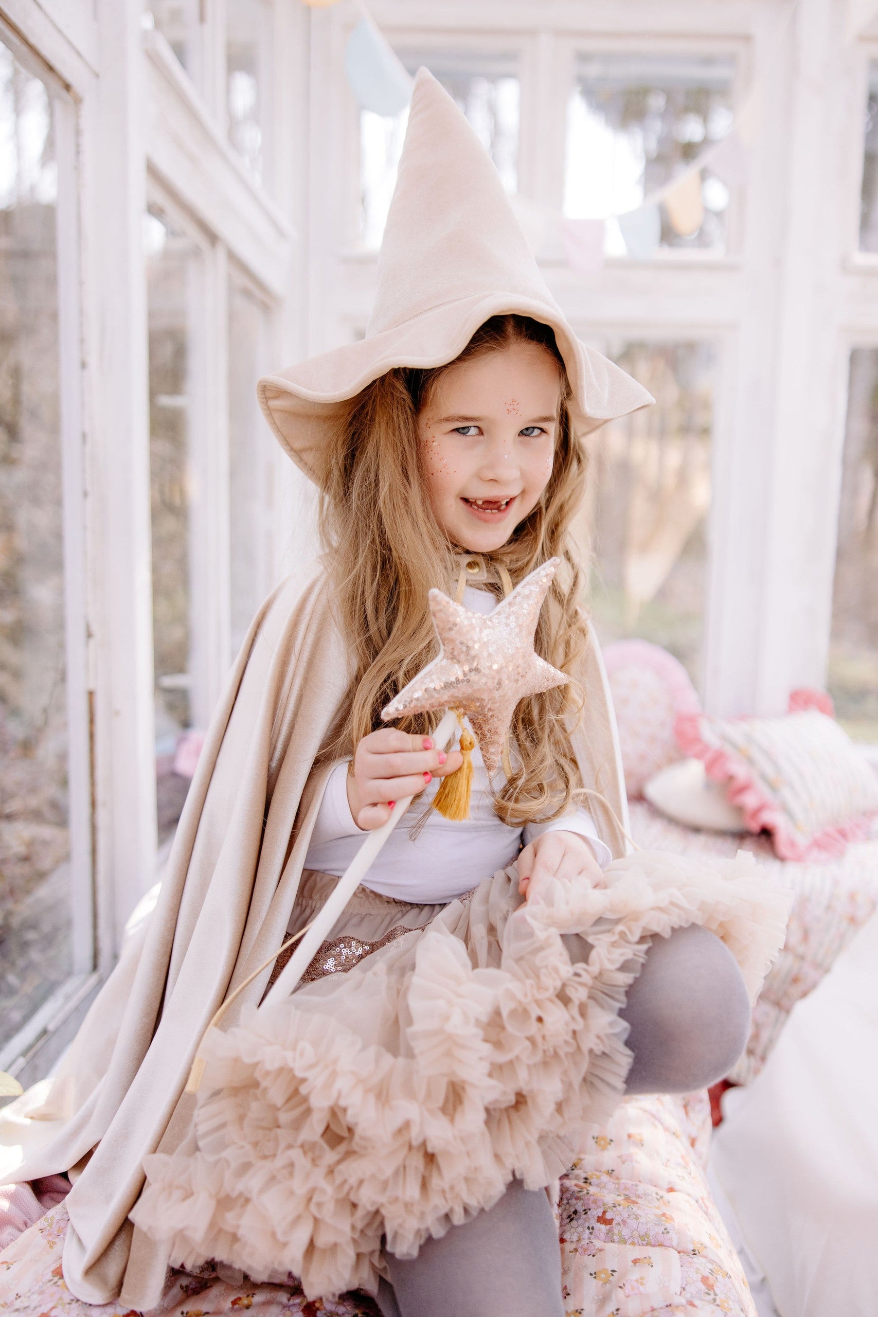 elegant rose gold sequin cat mask for kids, a refined handmade accessory from poland