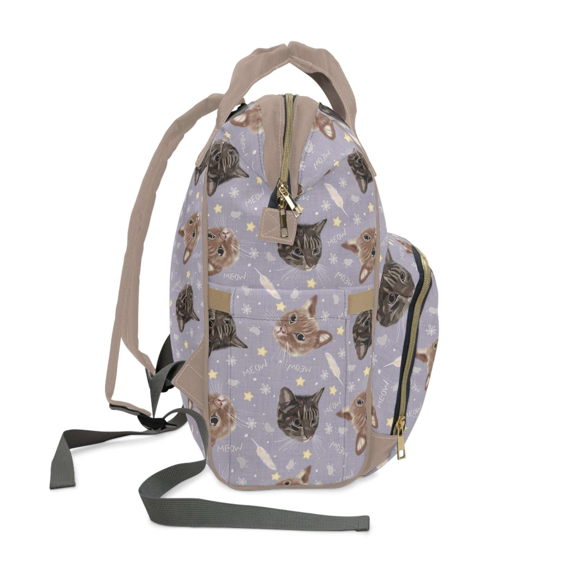 Cats and Kittens Baby Changing Bag in Purple and Lilac