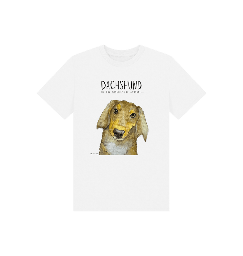 Mischievous Long Haired Hot Dog Kids T Shirt Small Pup Big Attitude