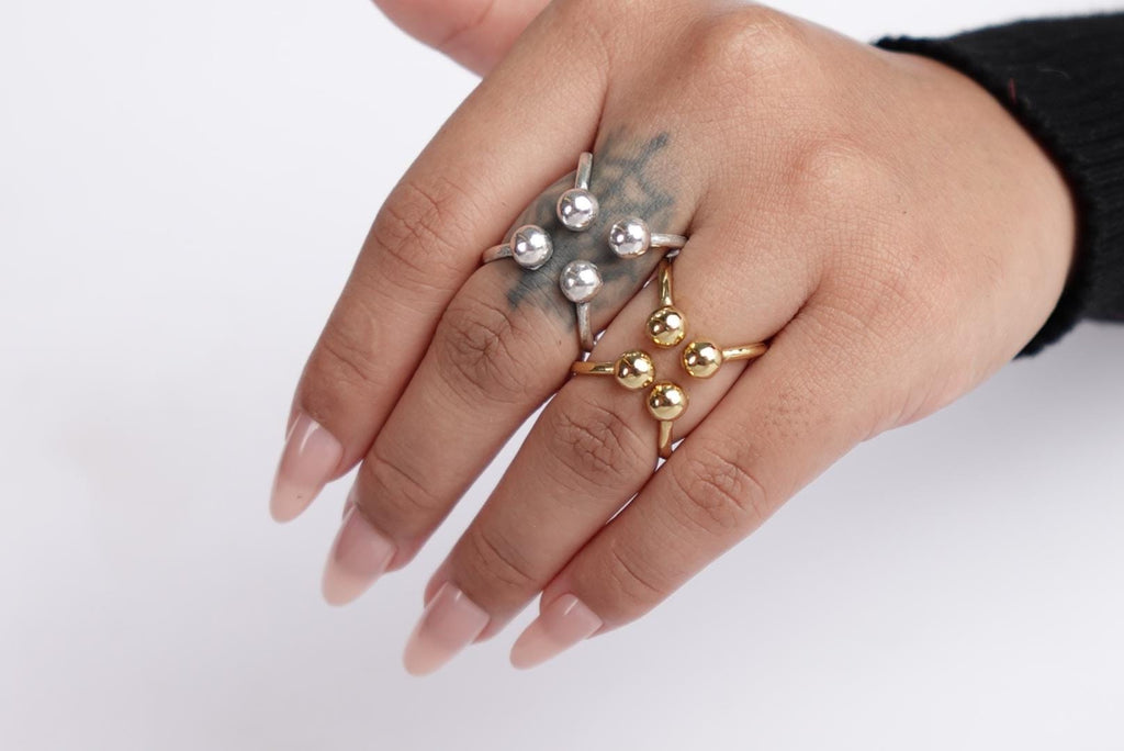 Orb Cluster Ring in Gold and Silver