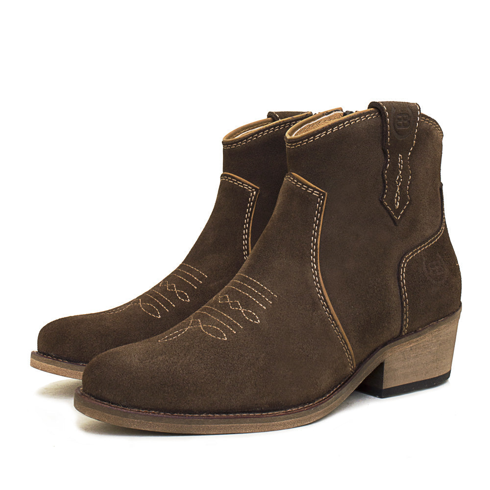 Brown Cowboy Boots in Soft Suede
