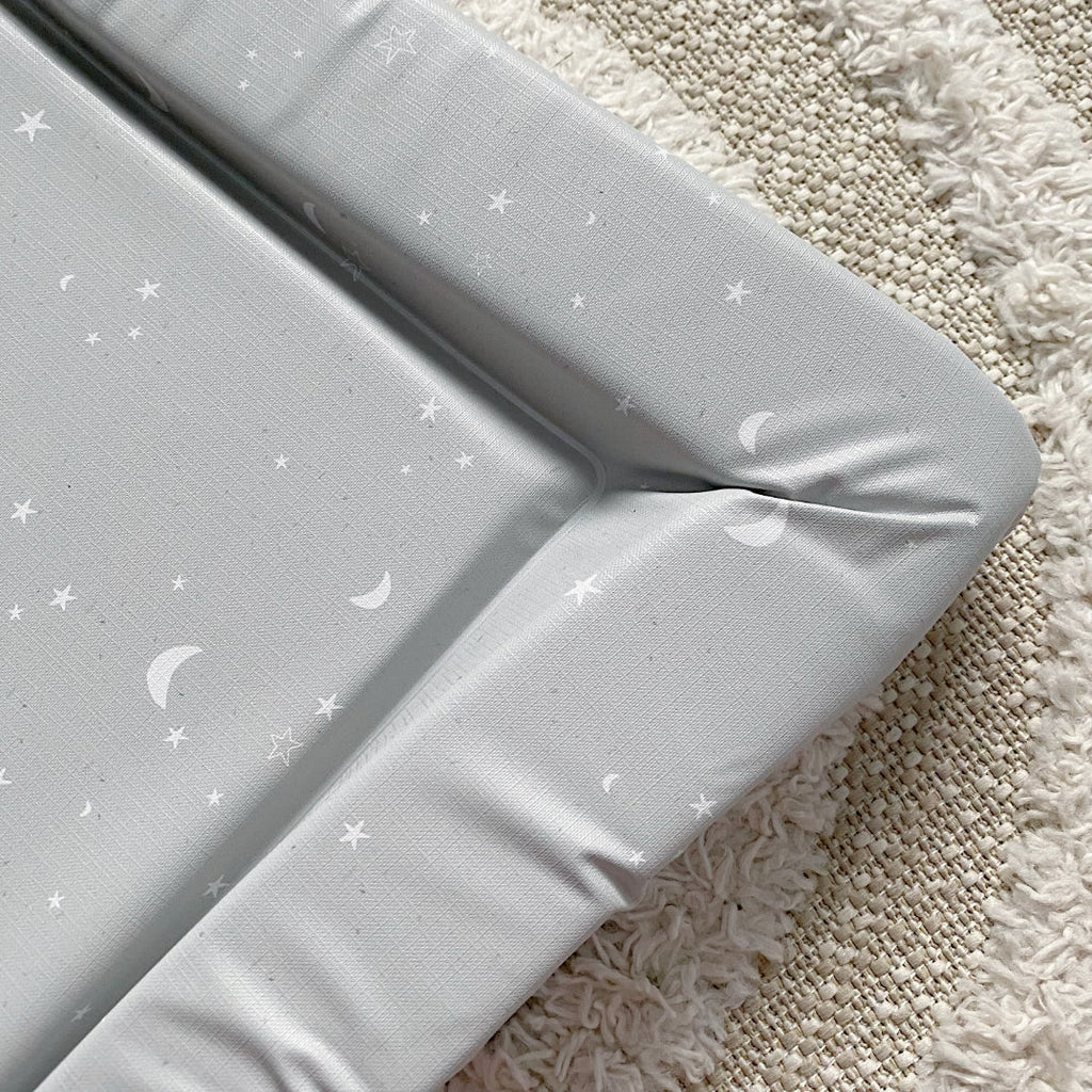 Standard Changing Mat - Grey-green moon and stars Print