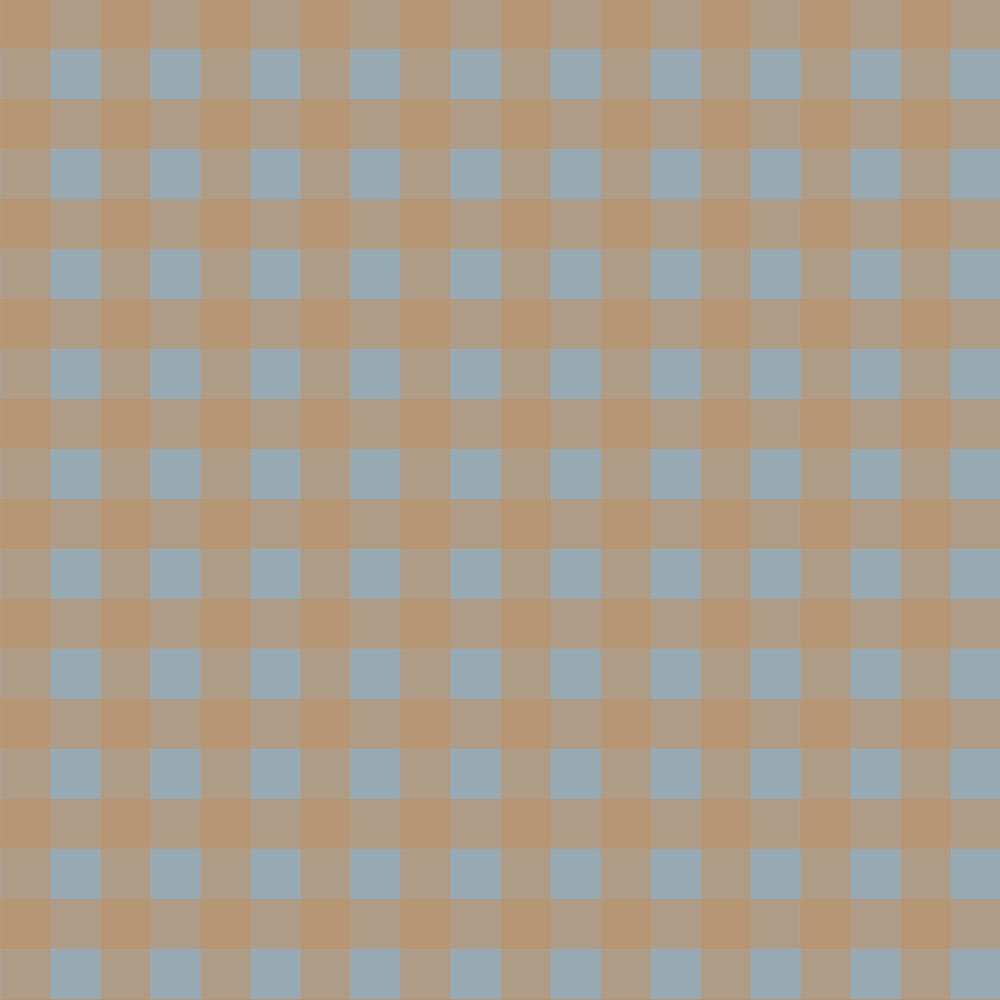 soft blue and brown wallpaper sample with a subtle grid texture in a cozy nursery setting