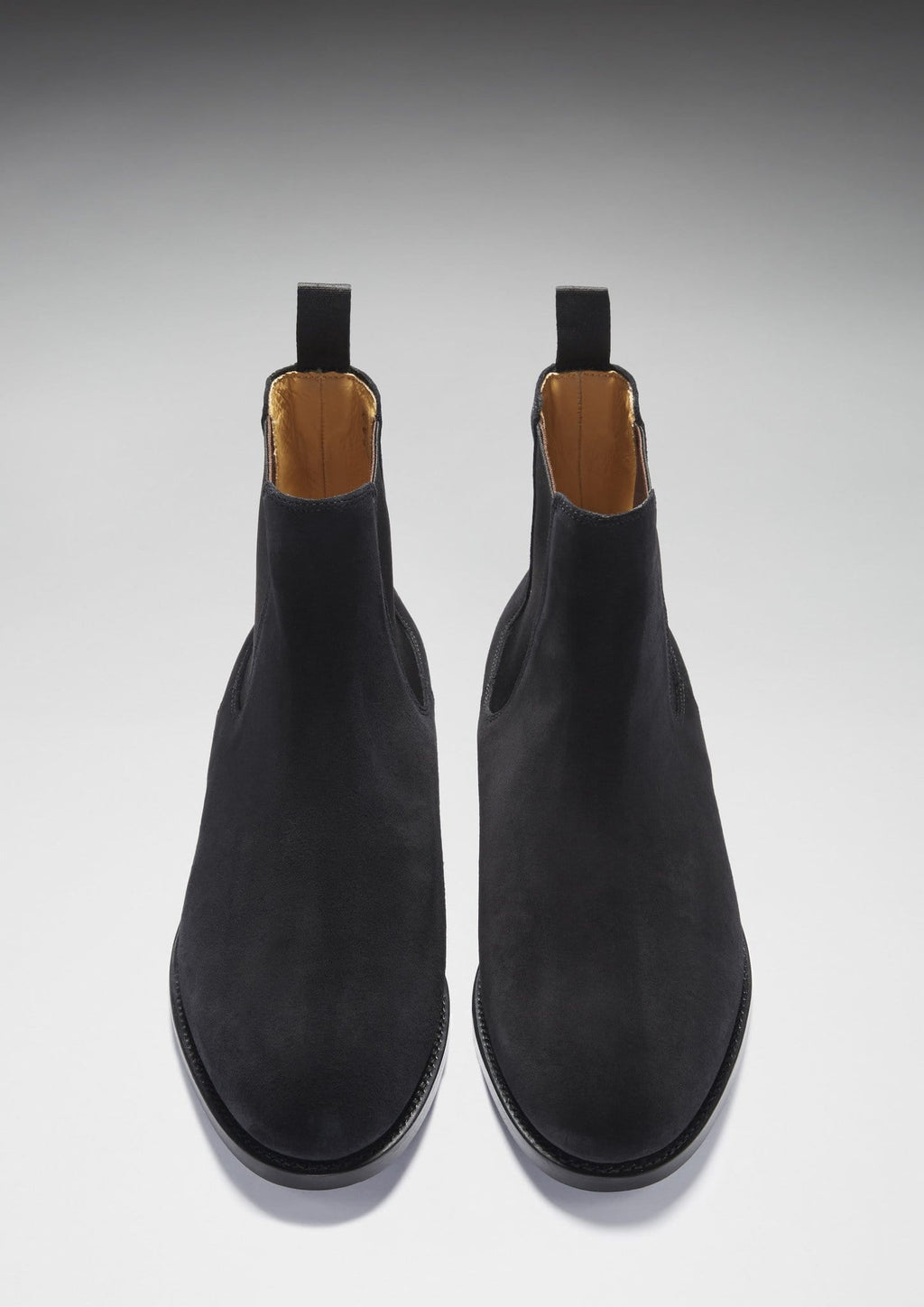 Black Suede Chelsea Boots with Leather Sole