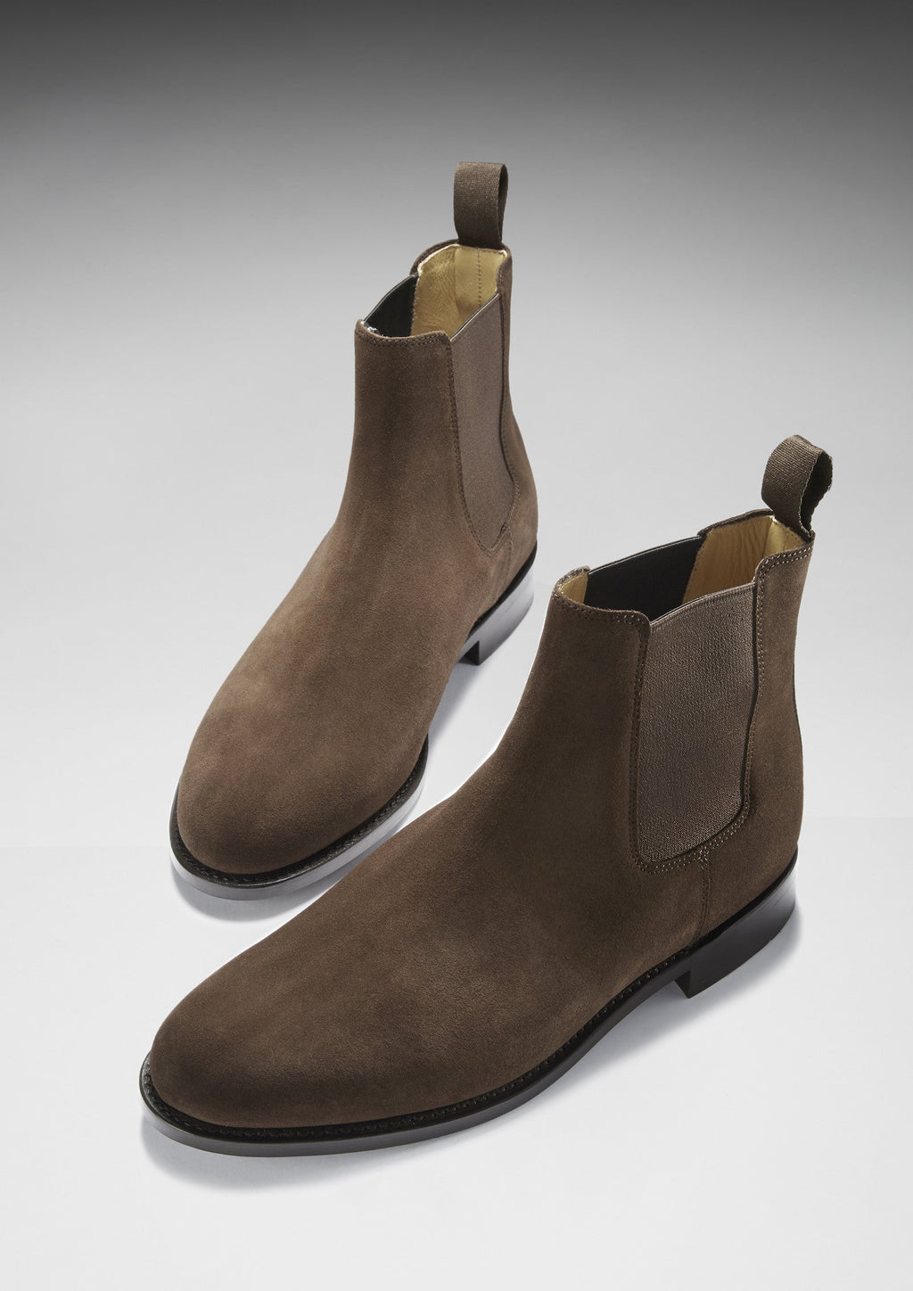 Brown Suede Chelsea Boots with Leather Sole