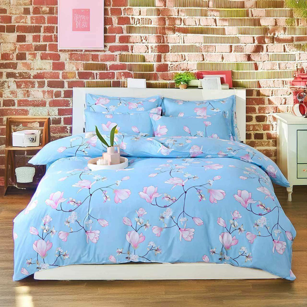 Cherry Blossom Bedding Set in Sky Blue