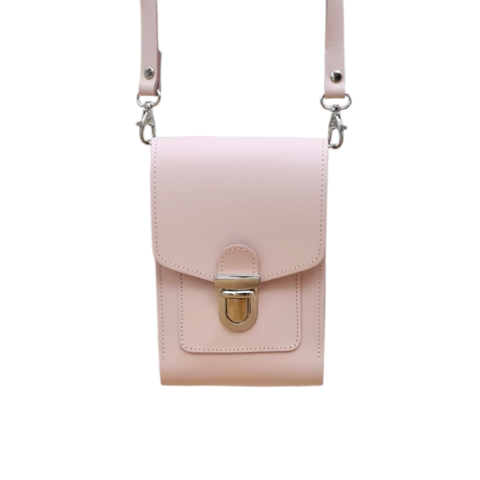 Leather Push Lock Crossbody Phone Case in Cherry Blossom