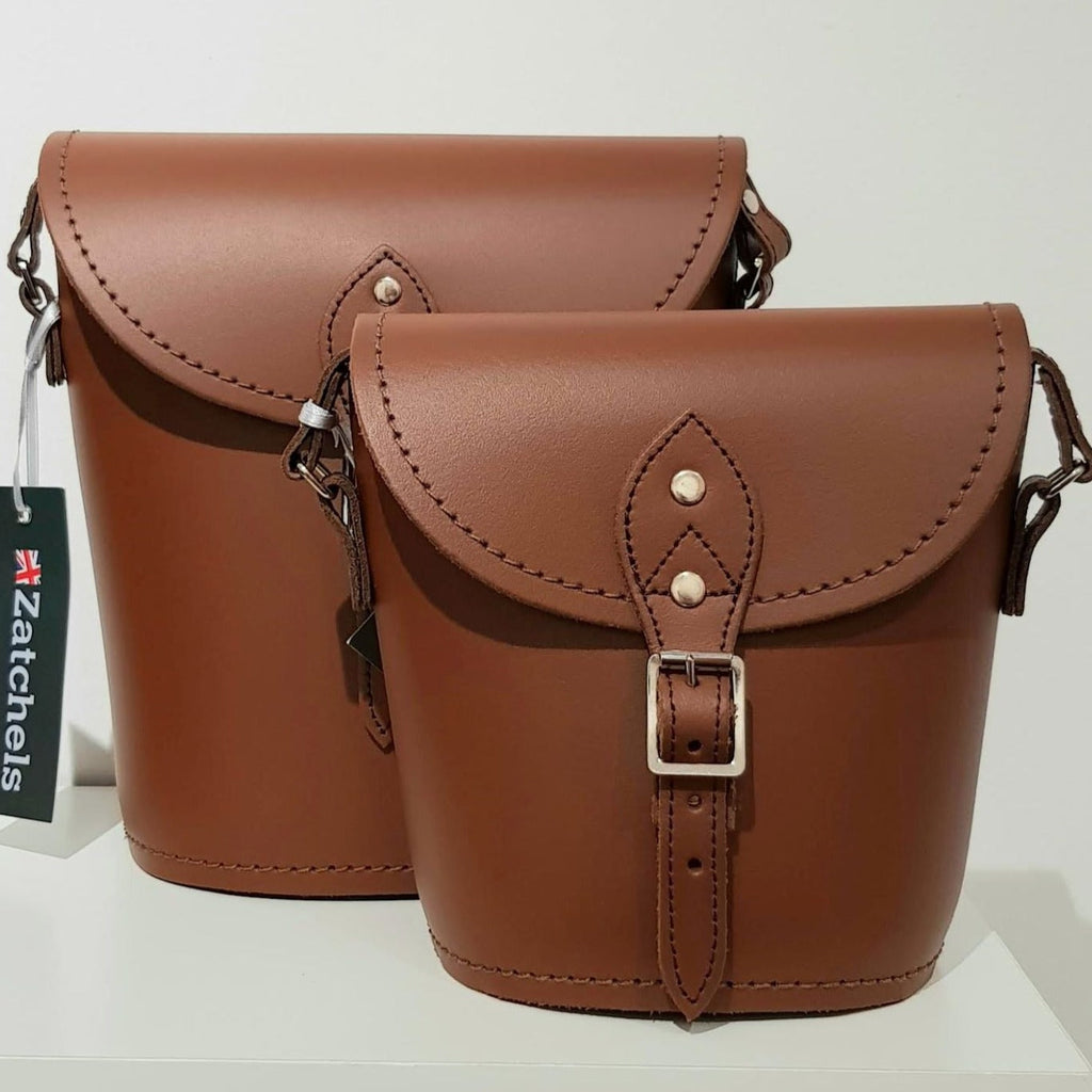 Handmade Leather Barrel Bag in Chestnut