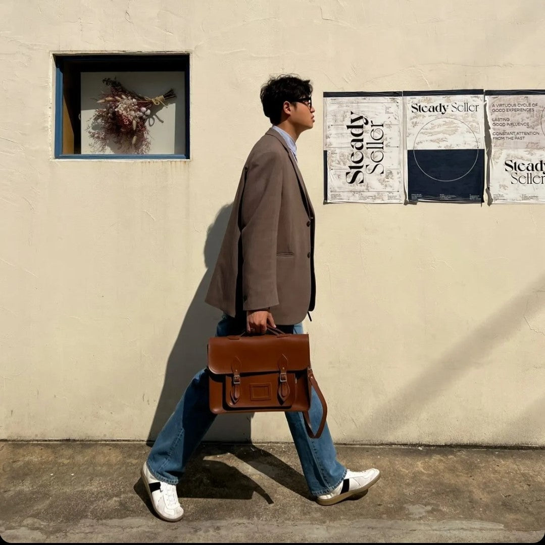 Handmade Leather Satchel in Chestnut