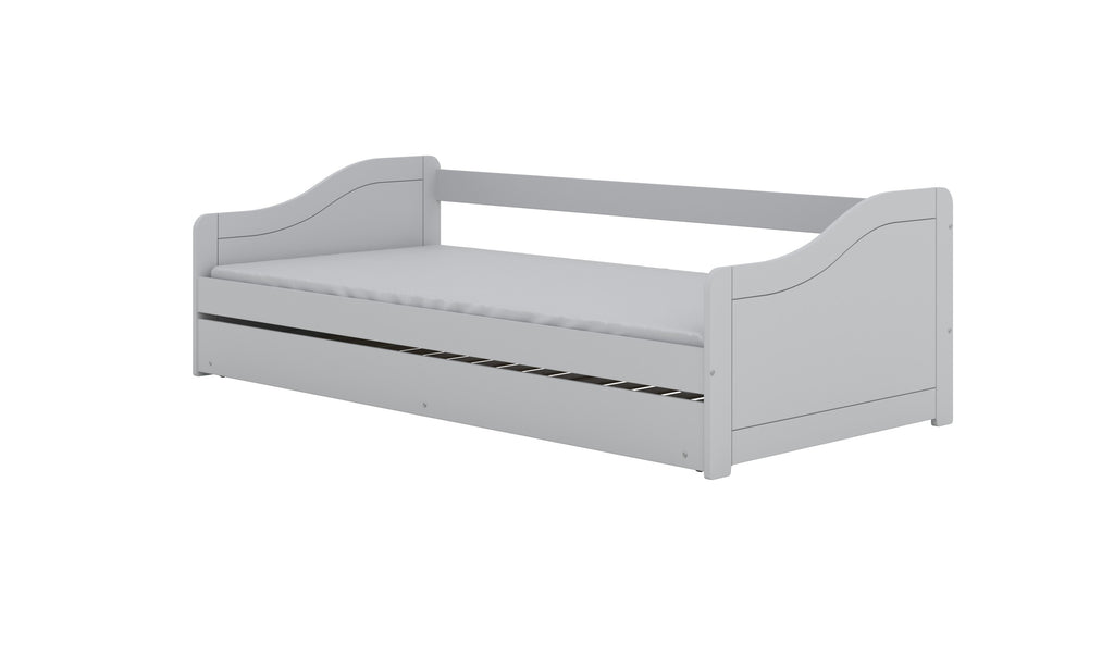 functional white childrens bed with four spacious drawers for storage