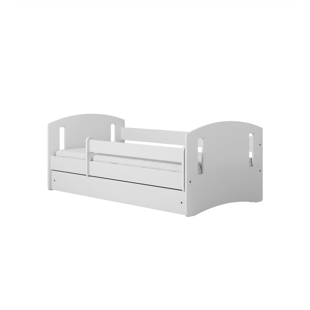 elegant white childrens classic bed with birch slat frame and optional storage drawer