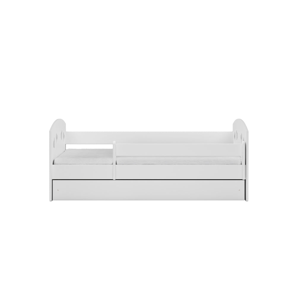 functional white julia kids bed with optional storage drawer for toys and essentials