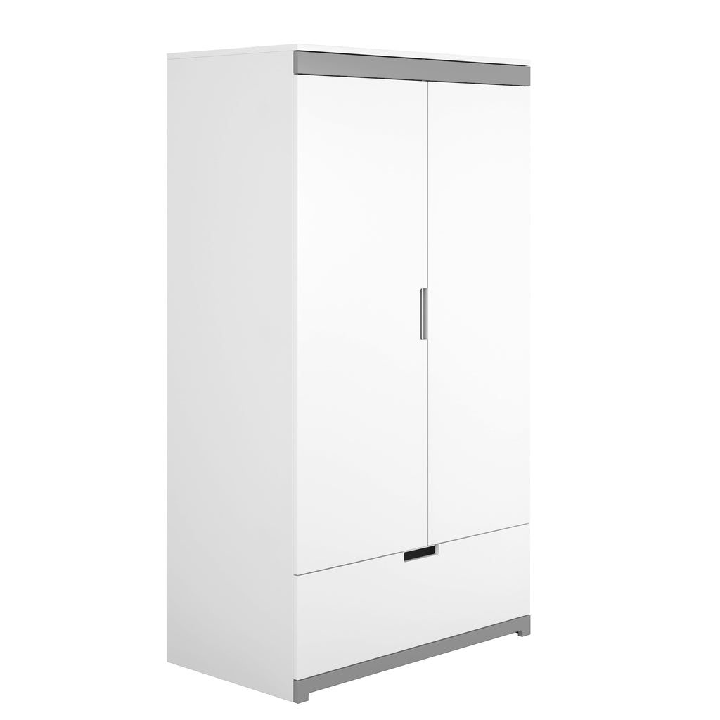 playful tomi kids wardrobe with open drawer and fun grey accent detail