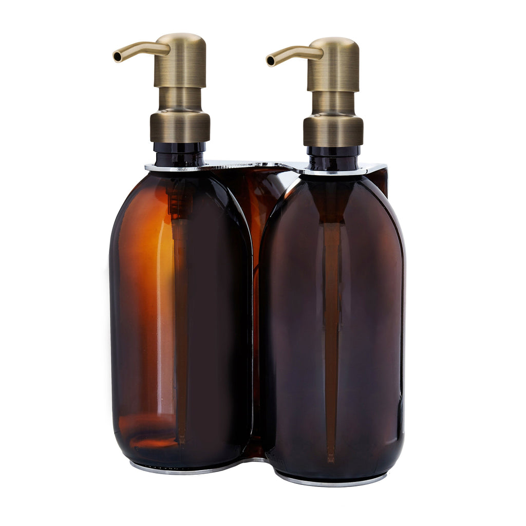 Chrome Double Wall Mounted Soap Dispenser