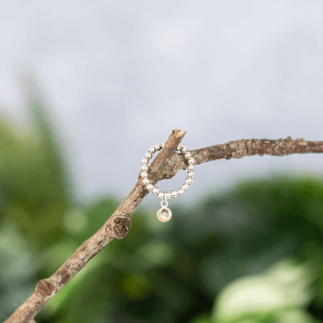 Silver Citrine Birthstone Ring