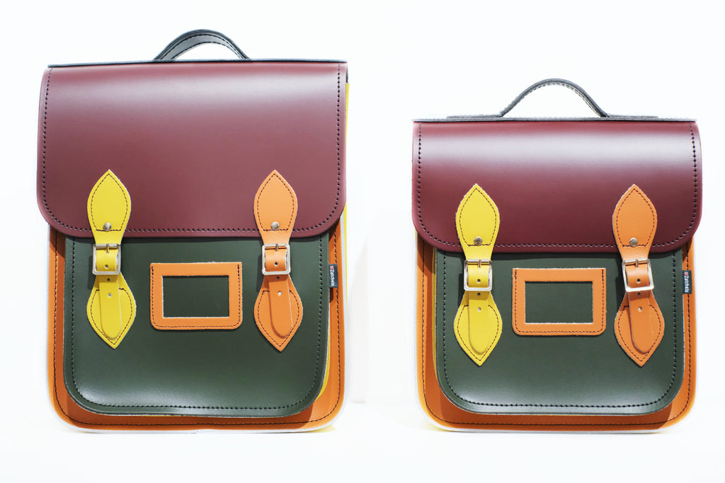 Handmade Leather City Backpack in Autumnal Kaleidoscope