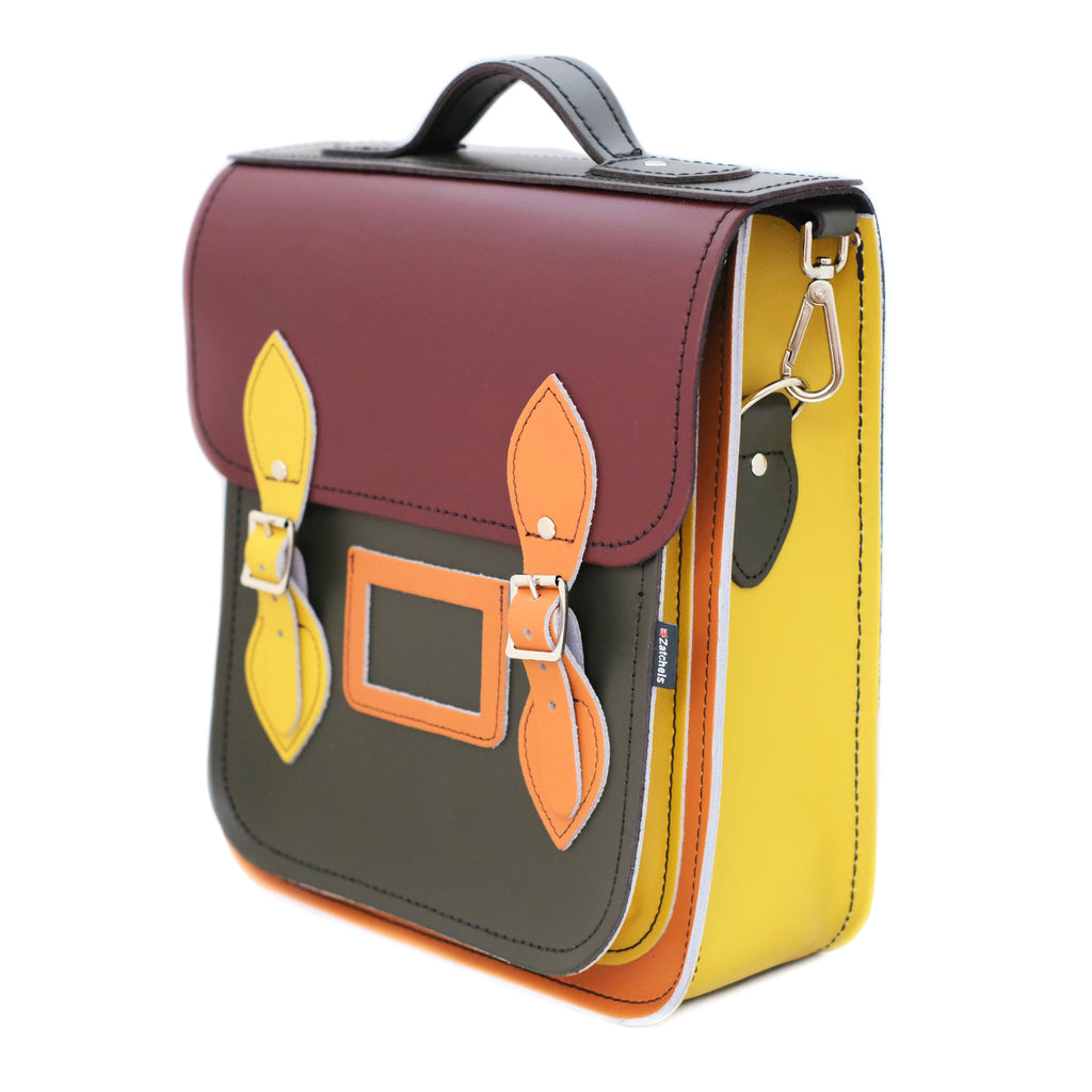 Handmade Leather City Backpack in Autumnal Kaleidoscope