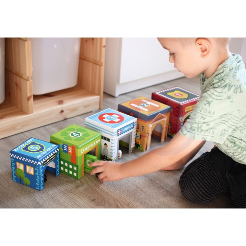 functional and practical city vehicles puzzle cubes stacked with hidden storage for toy cars