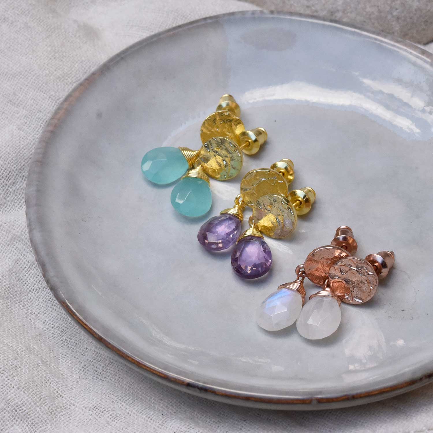Classic Athena Drop Earrings in Moonstone