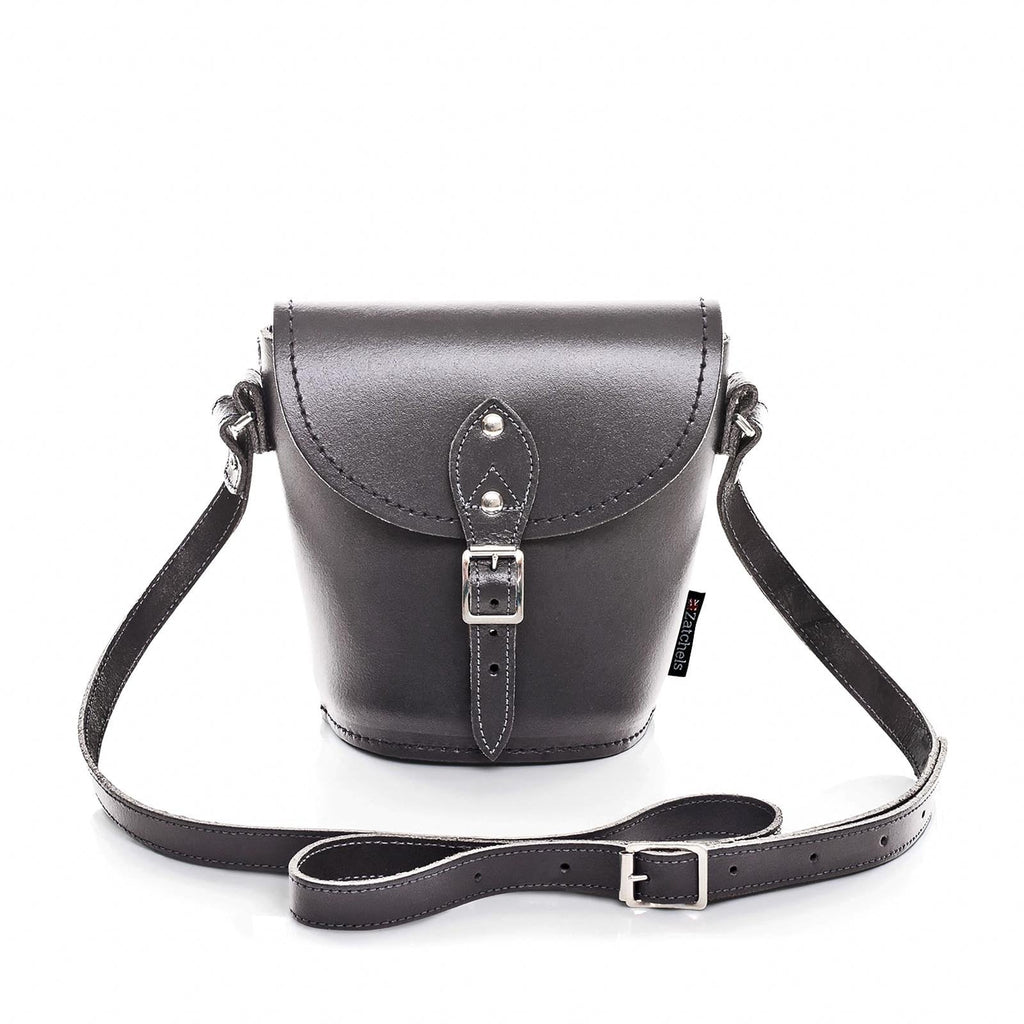 Handmade Leather Barrel Bag in Graphite