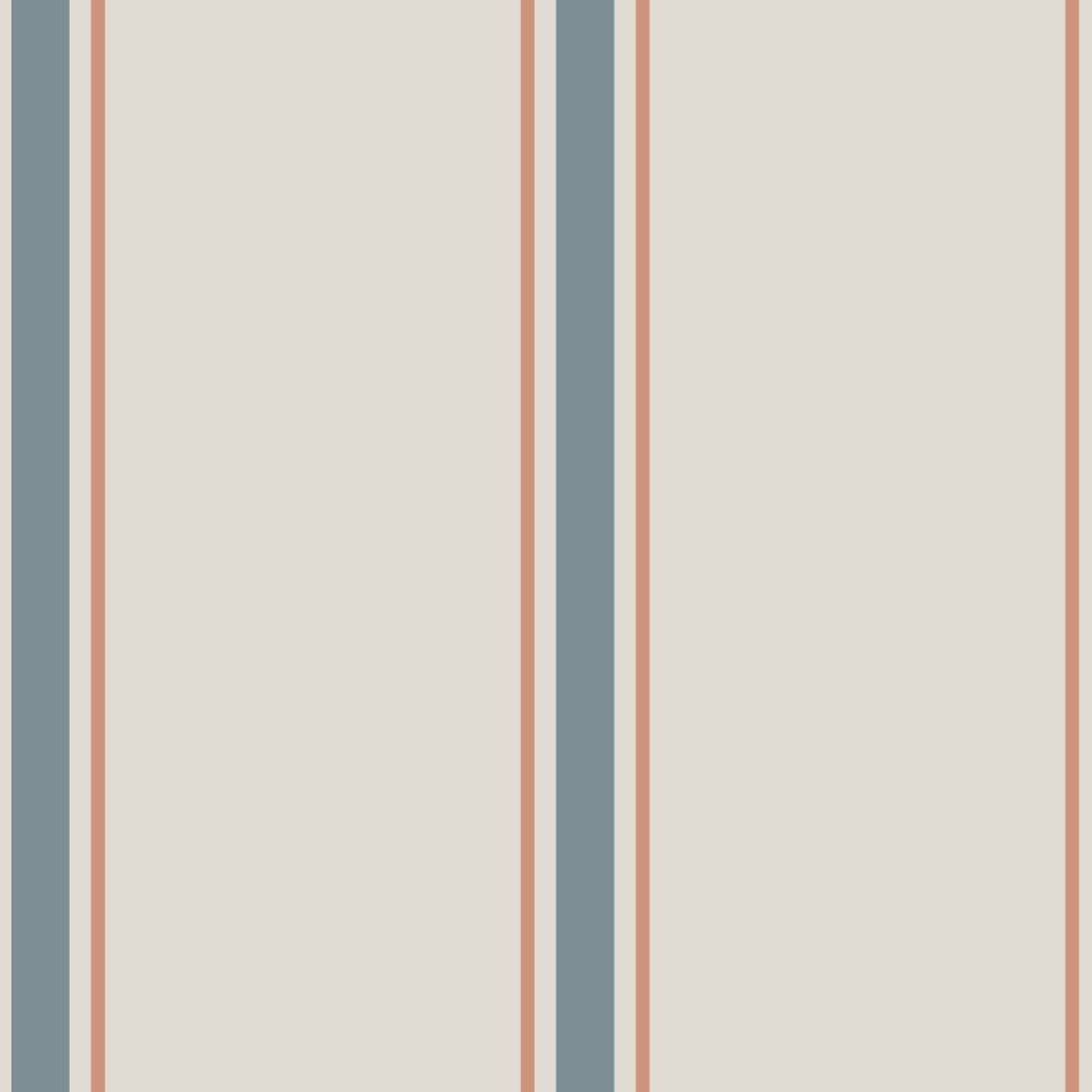 playful linen beige and soft blue striped wallpaper for a fun kids room decor