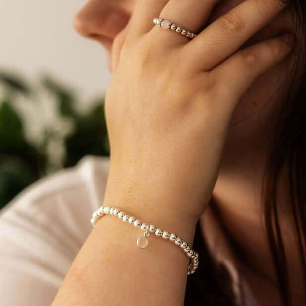 Clear Quartz April Birthstone Bracelet in Sterling Silver