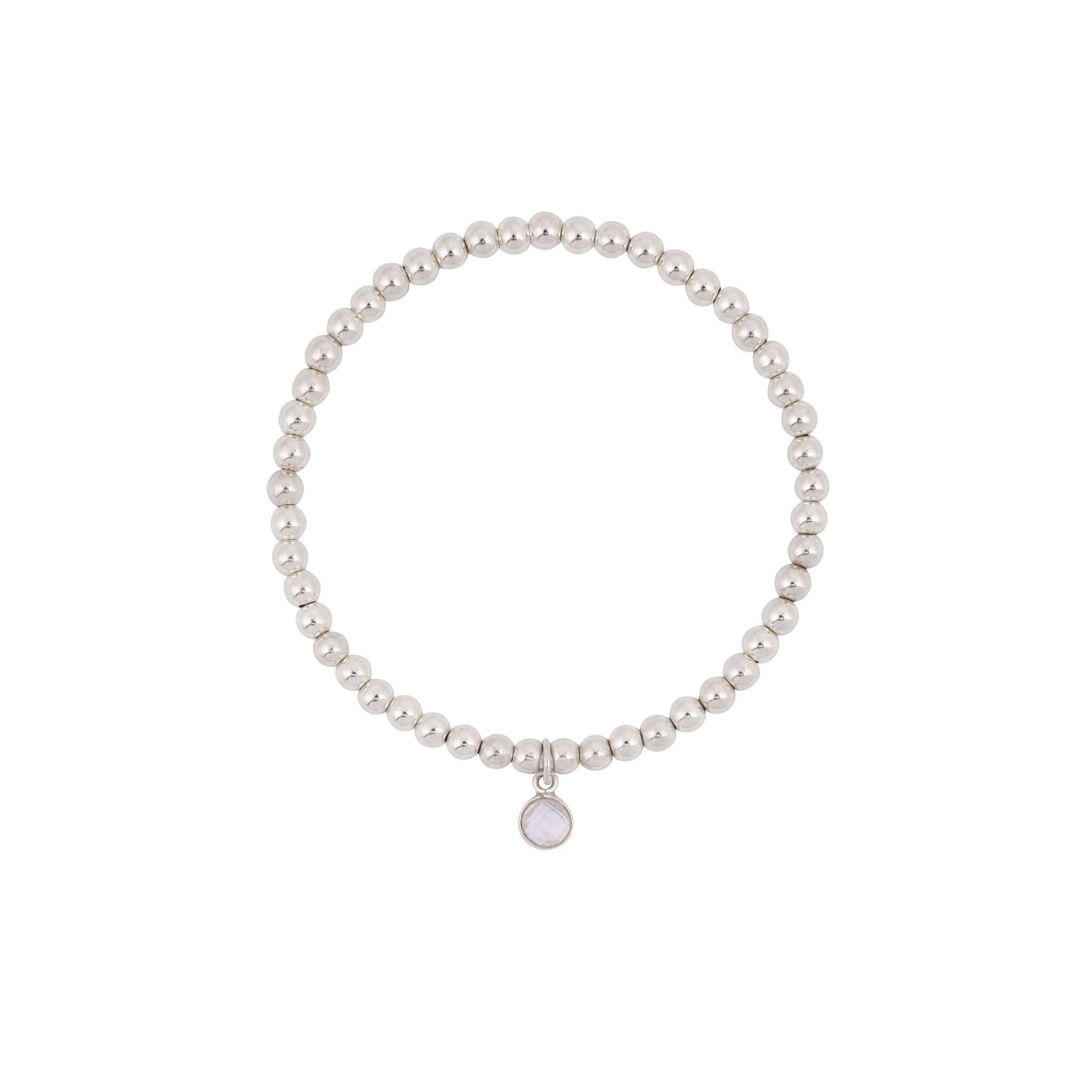 Clear Quartz April Birthstone Bracelet in Sterling Silver