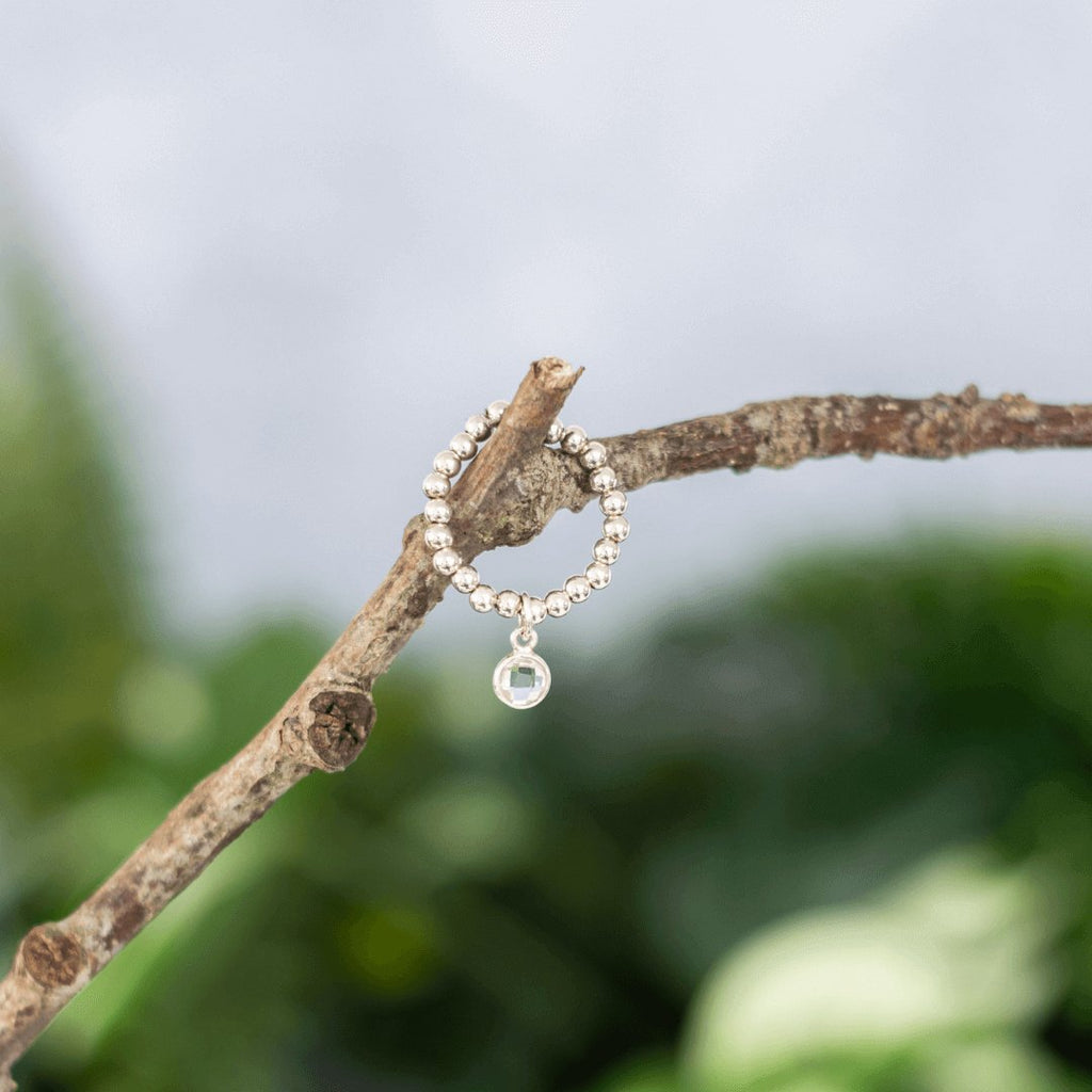 Clear Quartz April Birthstone Ring in Sterling Silver