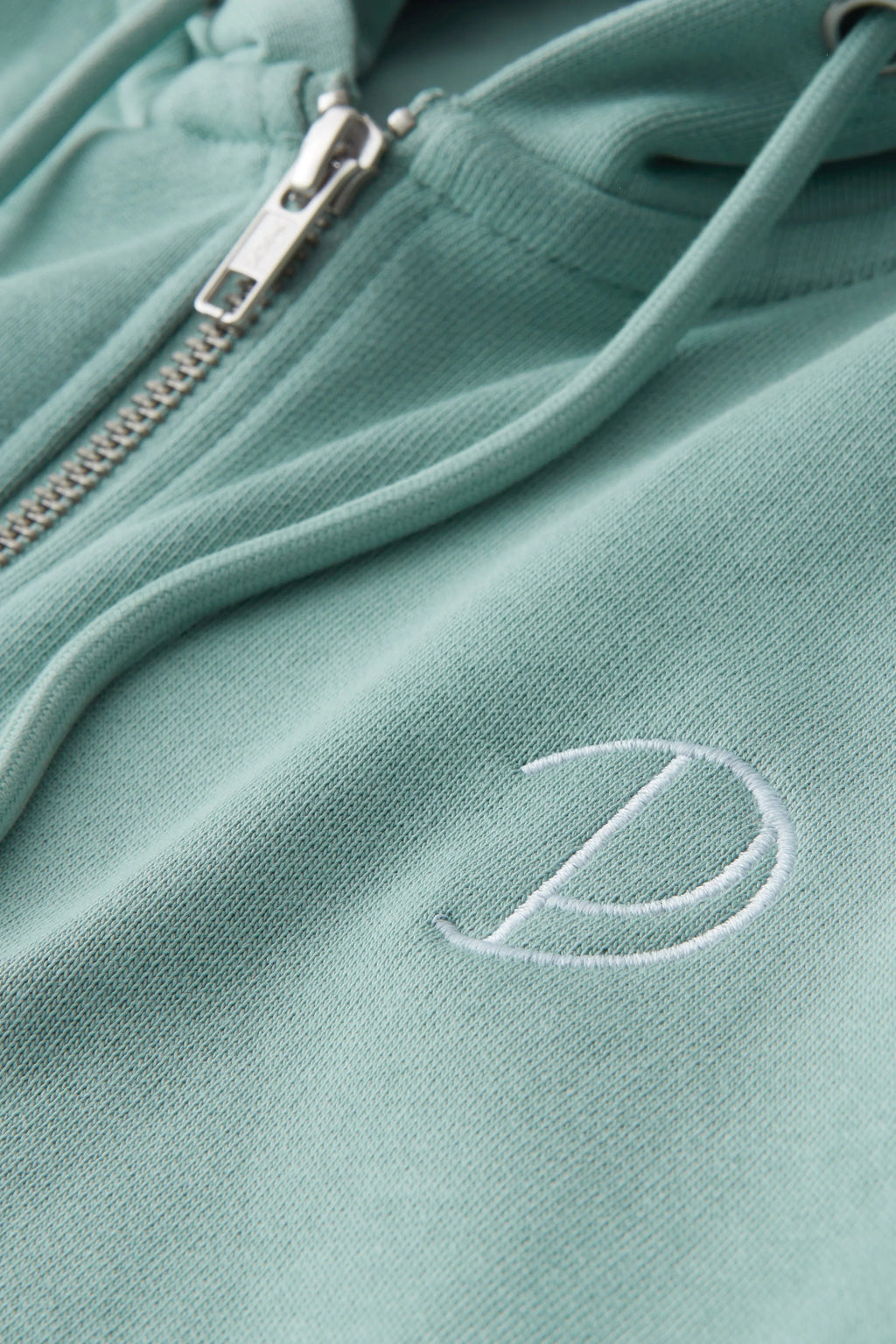 Embroidered Zip Up Hoodie in Organic Cotton