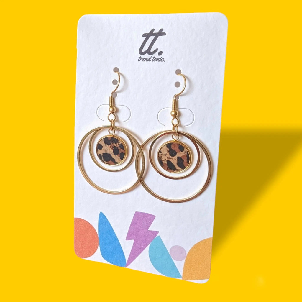Cork and Steel Hoop Earrings