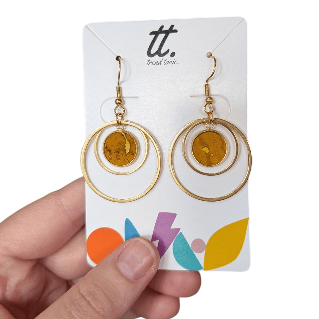 Cork and Steel Hoop Earrings