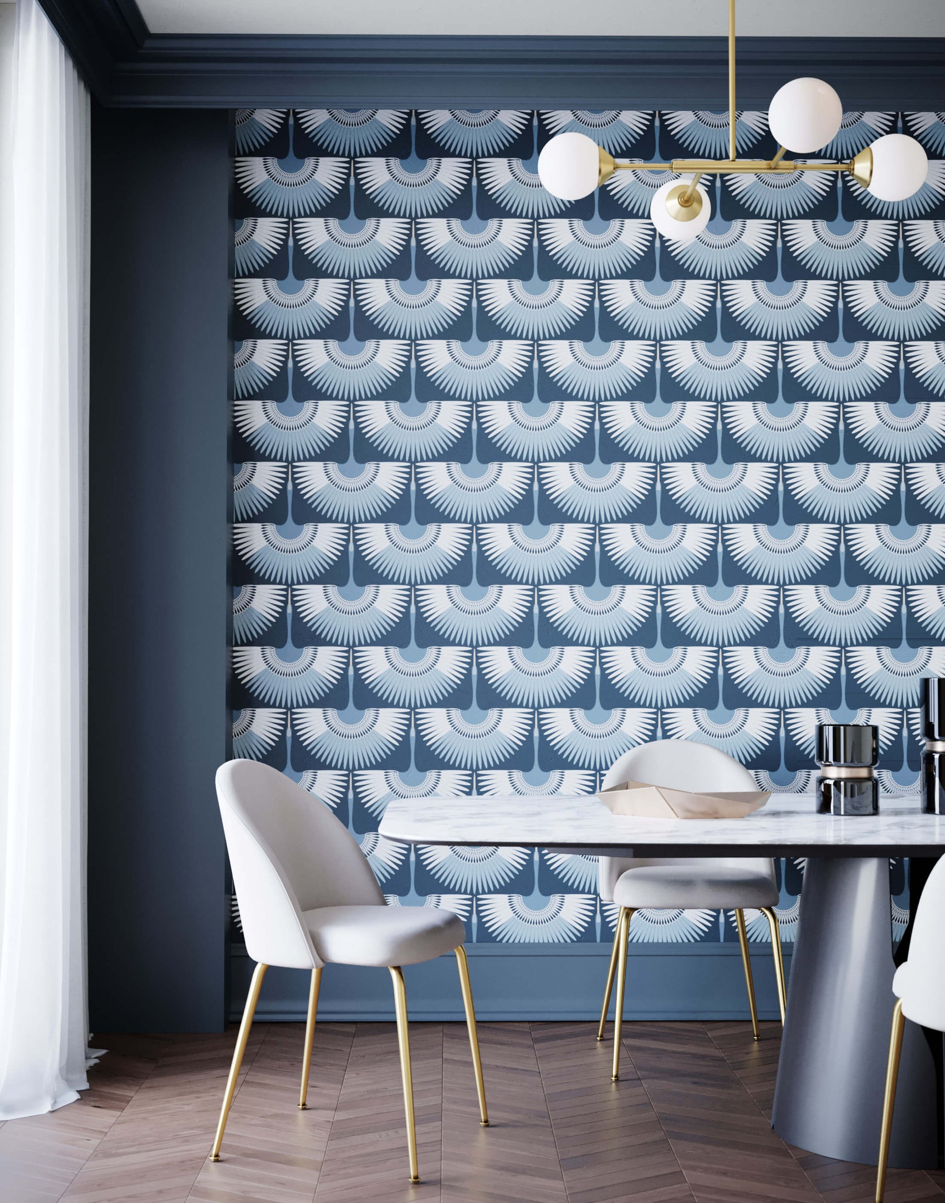 Art Deco Crane Wallpaper