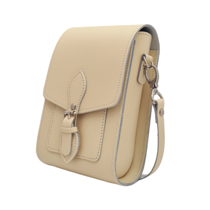 Handmade Leather Festival Phone Bag Cream