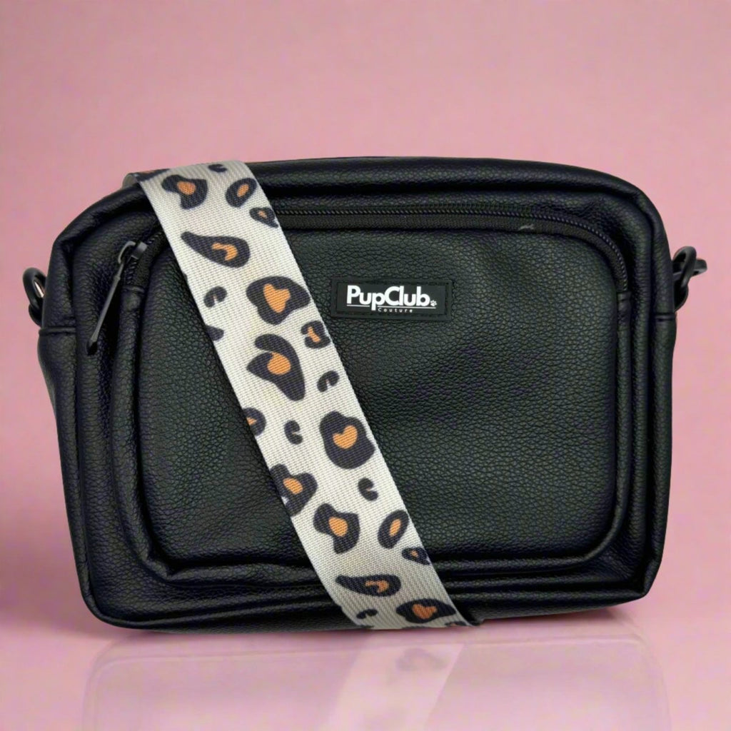 Vegan Leather Crossbody Bag for Dog Walking in Black