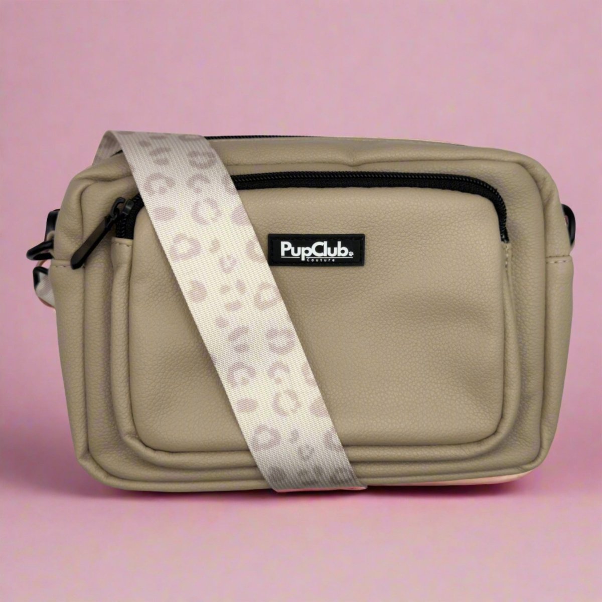 Crossbody Dog Walking Bag in Tan Vegan Leather