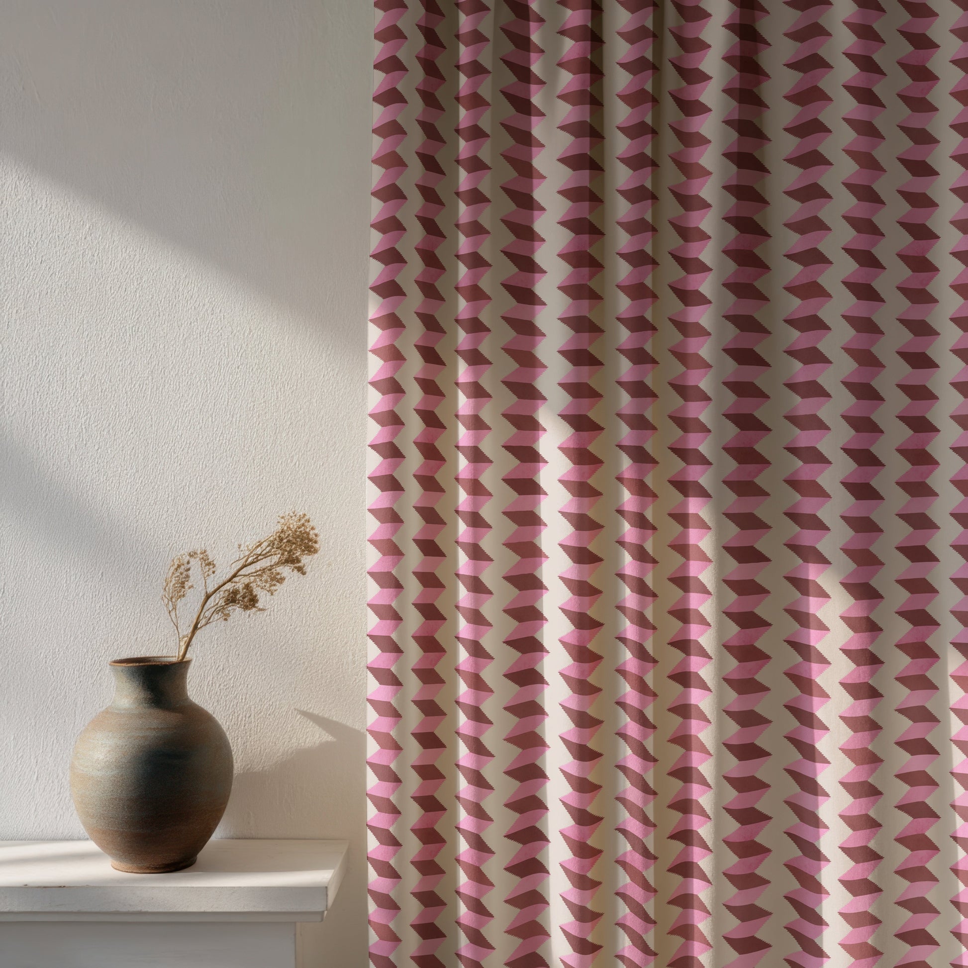 Escher Stripe Empress Rose Fabric