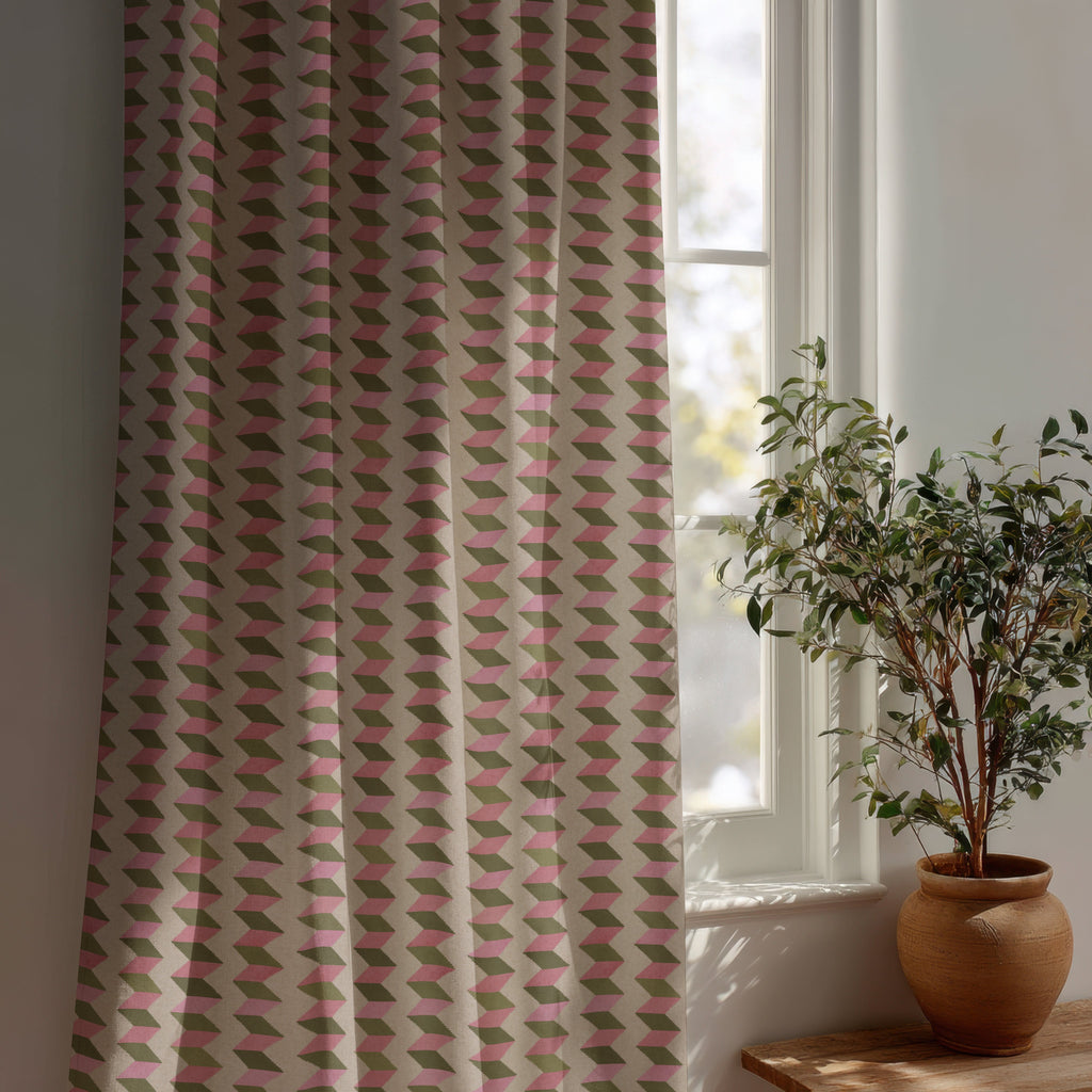 Escher Stripe Jardin Rose Fabric