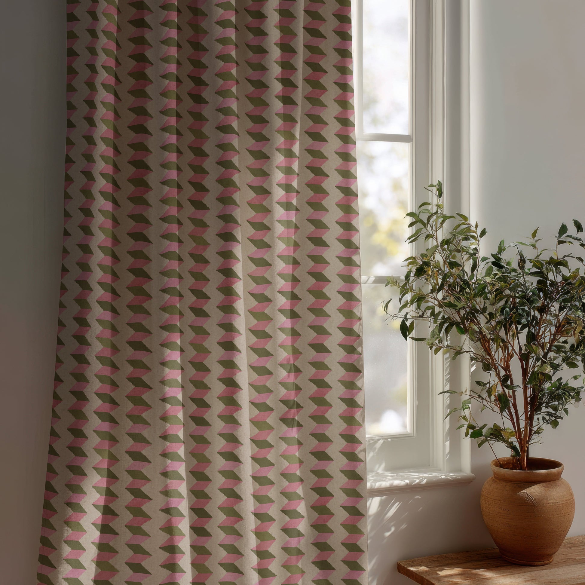 Escher Stripe Jardin Rose Fabric