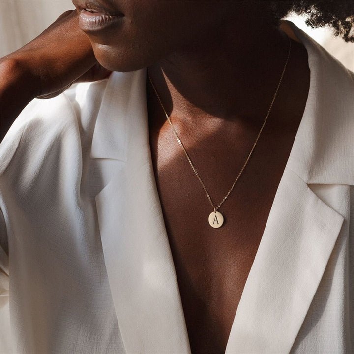 Custom Engraved Disc Necklace in Gold, Silver or Rose Gold
