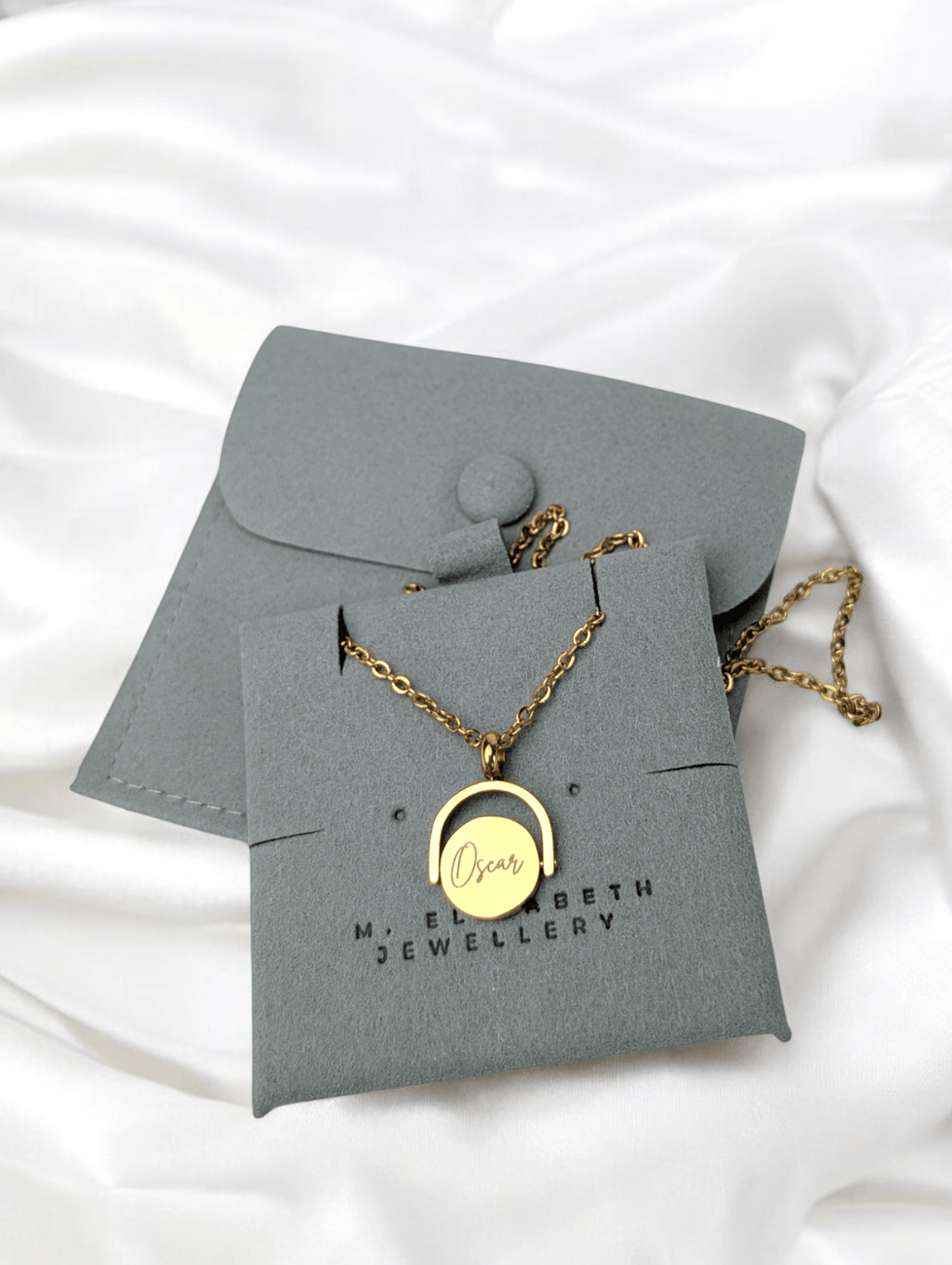 Custom Engraved Spinner Necklace in Gold or Silver