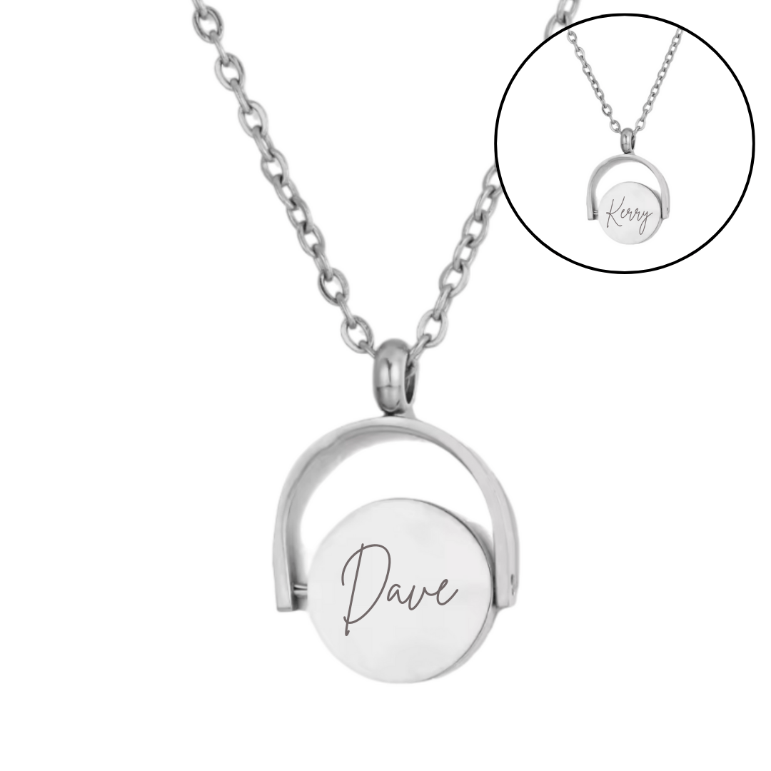 Custom Engraved Spinner Necklace in Gold or Silver