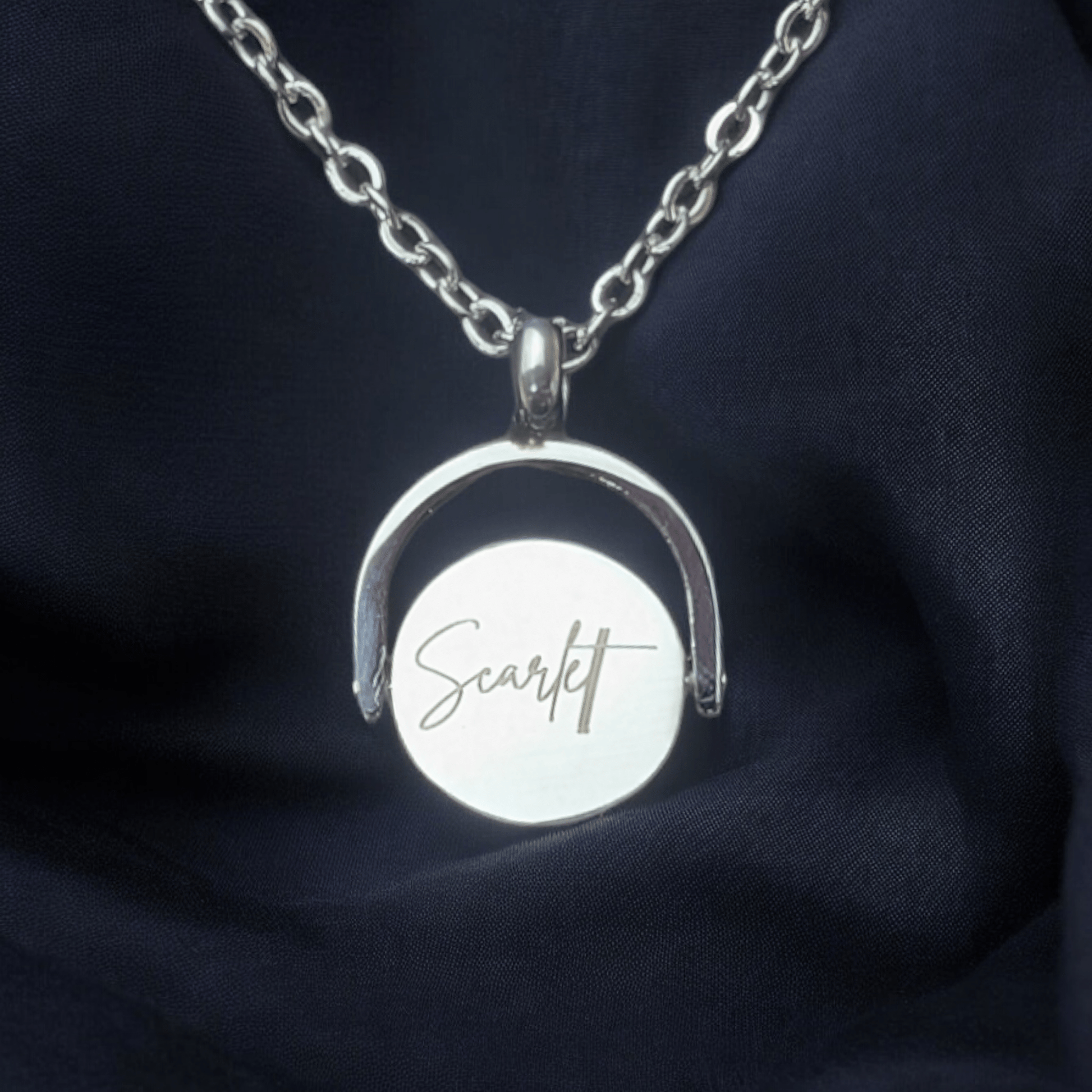 Custom Engraved Spinner Necklace in Gold or Silver