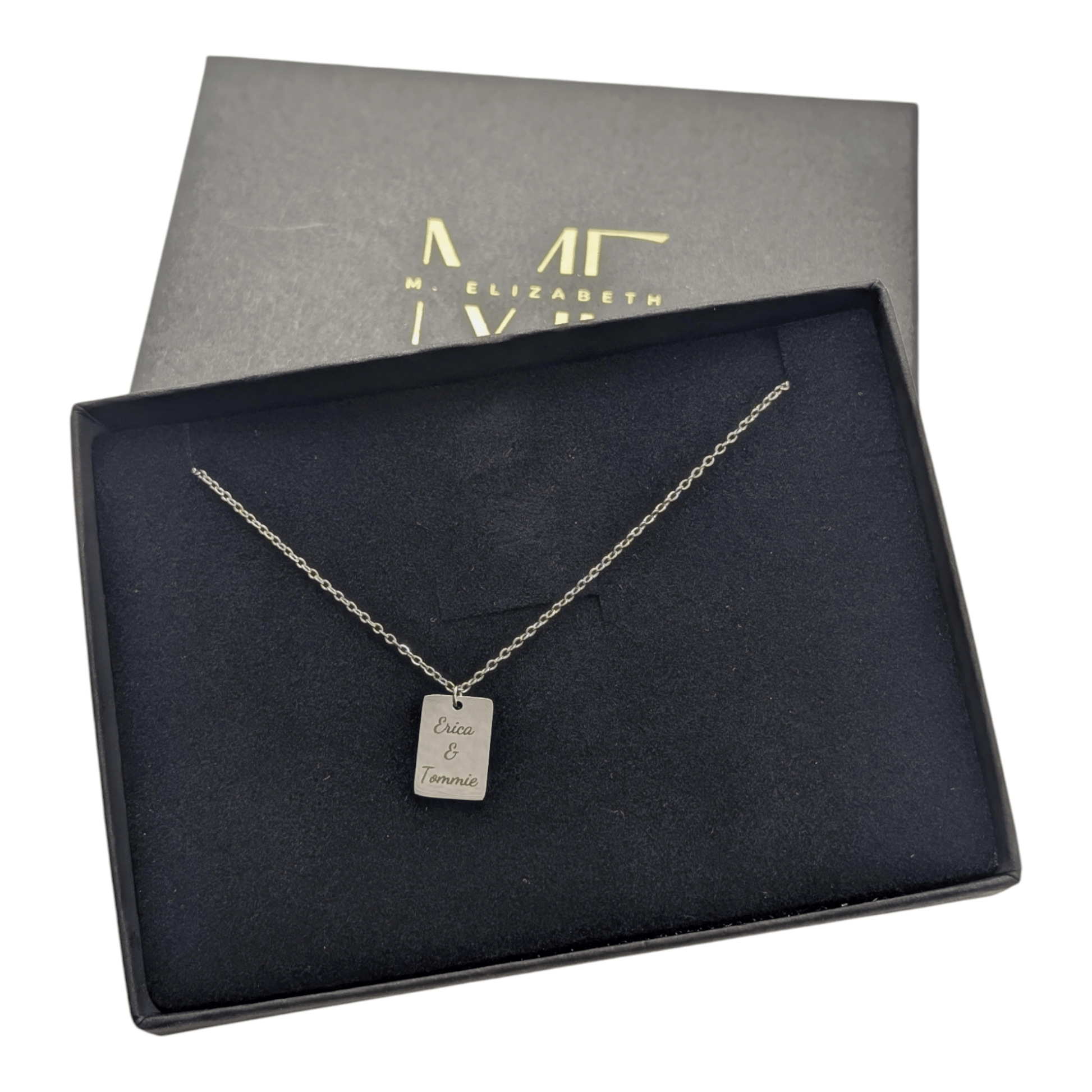 Custom Engraved Tiny Tag Necklace in Gold or Silver